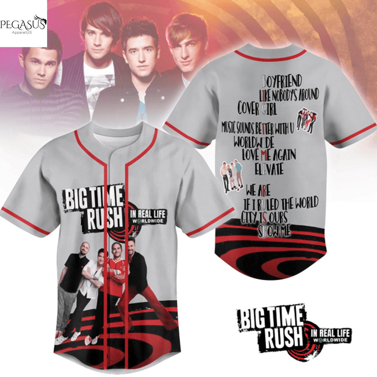 Big Time Rush In Real Life Worldwide Baseball Jersey Big Time Rush In Real Life Worldwide Baseball Jersey