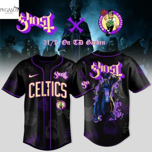 Boston Celtics x Ghost Band World Tour 2025 Baseball Jersey – Black
