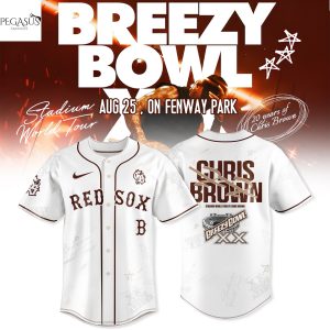 Boston Red Sox x Breezy Bowl XX Tour 2025 Chris Brown Baseball Jersey – White