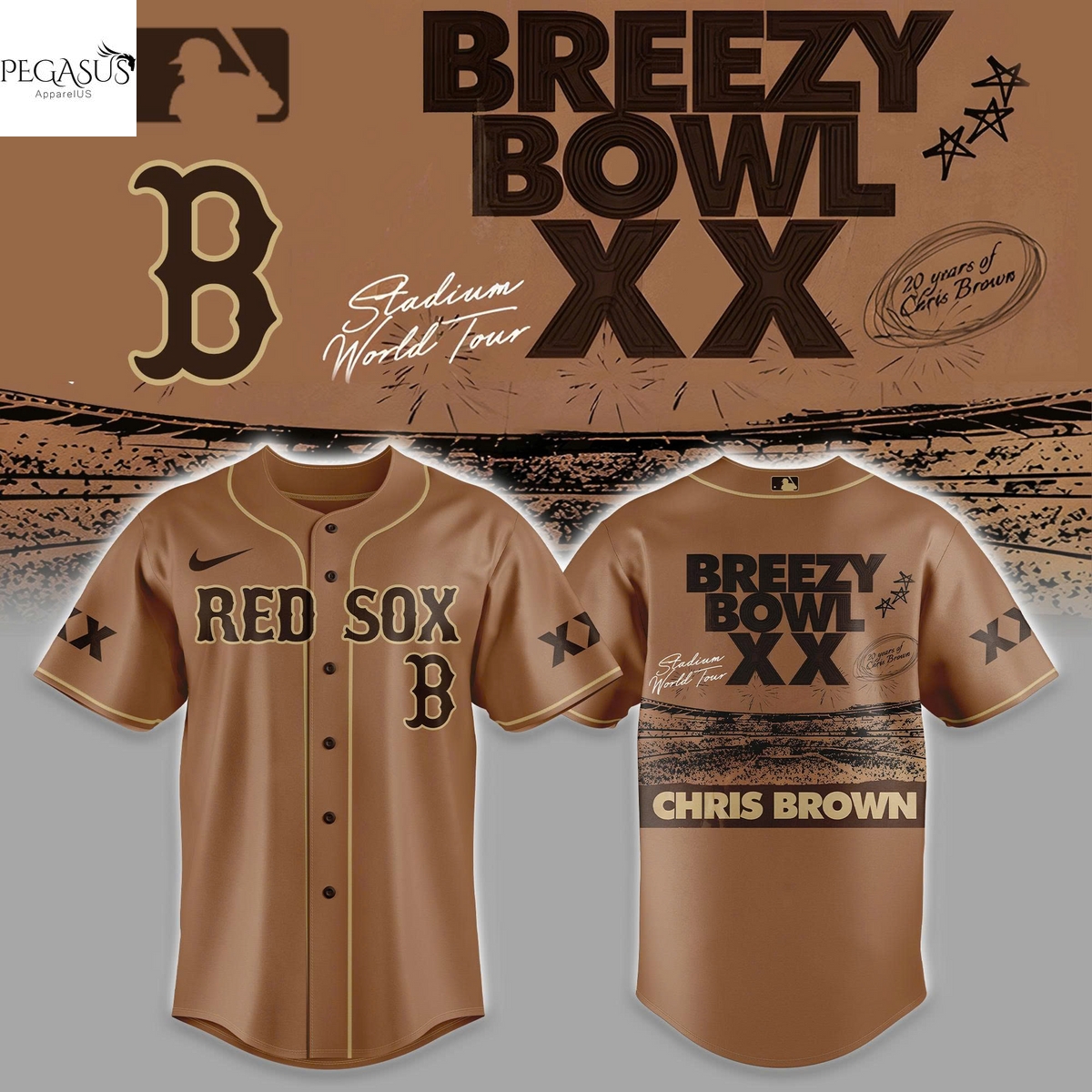 Boston Red Sox x Chris Brown Breezy Bowl XX Baseball Jersey Boston Red Sox x Chris Brown Breezy Bowl XX Baseball Jersey