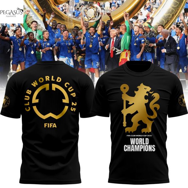 Chelsea F.C. Cup 2025-26 World Champions 3D T-Shirt – Black