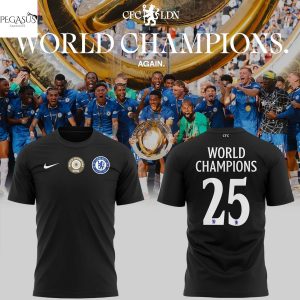 Chelsea F.C. World Champions 2025 3D T-Shirt – Black