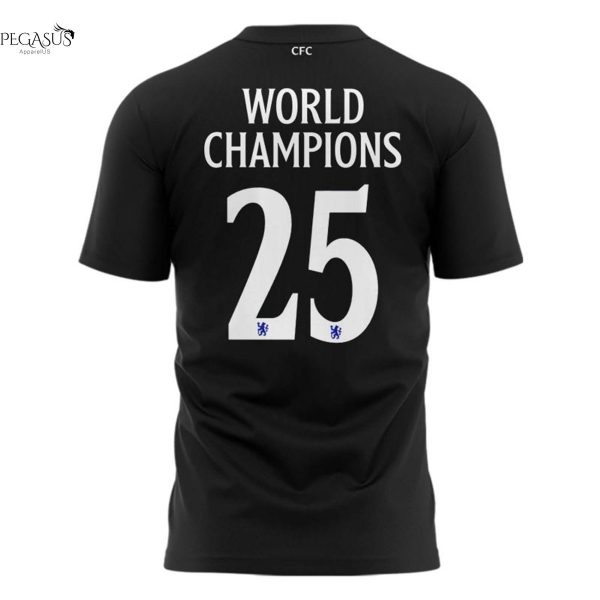 Chelsea F.C. World Champions 2025 3D T-Shirt – Black