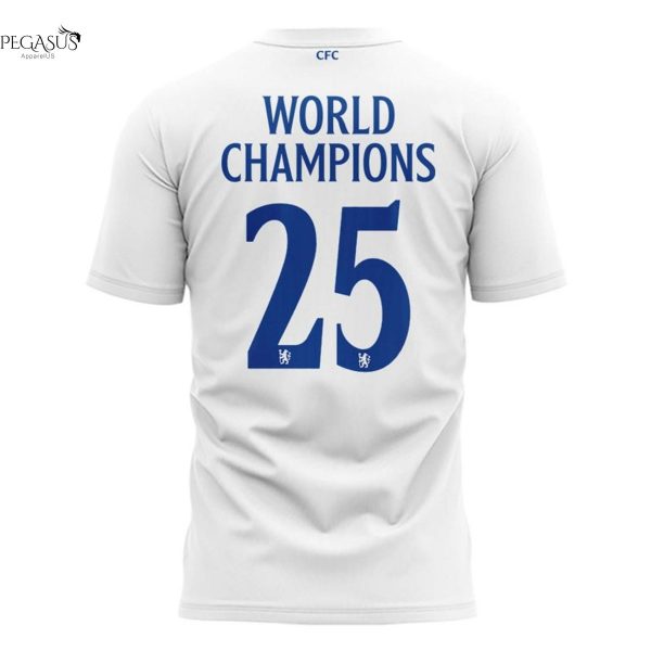 Chelsea F.C. World Champions 2025 3D T-Shirt – White