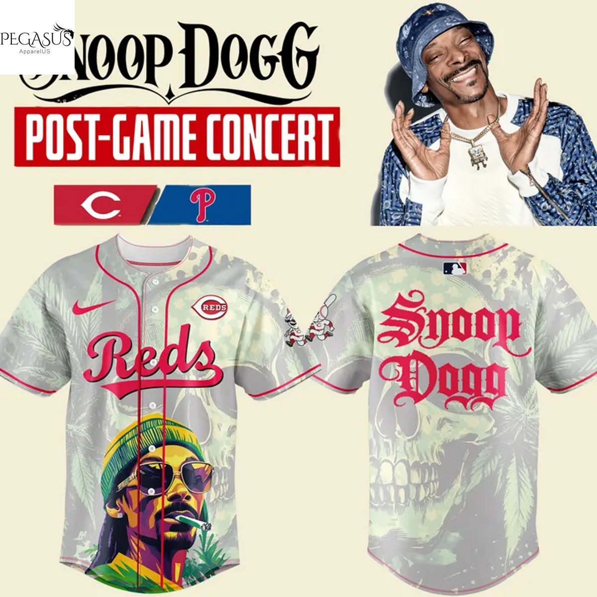 Cincinnati Reds Snoop Dogg Post-Game Concert 2025 Baseball Jersey Cincinnati Reds Snoop Dogg Post-Game Concert 2025 Baseball Jersey