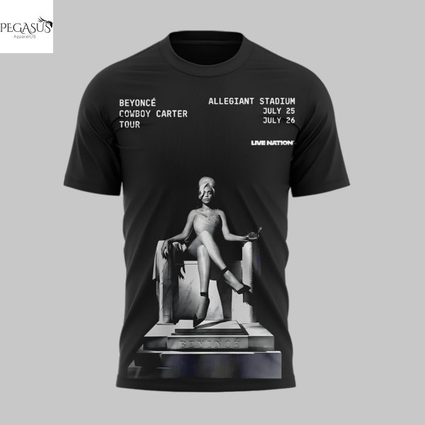 Cowboy Carter Tour Beyonce x Las Vegas 3D T-Shirt – Black
