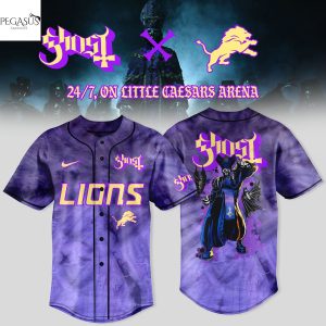 Detroit Lions x Ghost World Tour 2025 Baseball Jersey – Purple