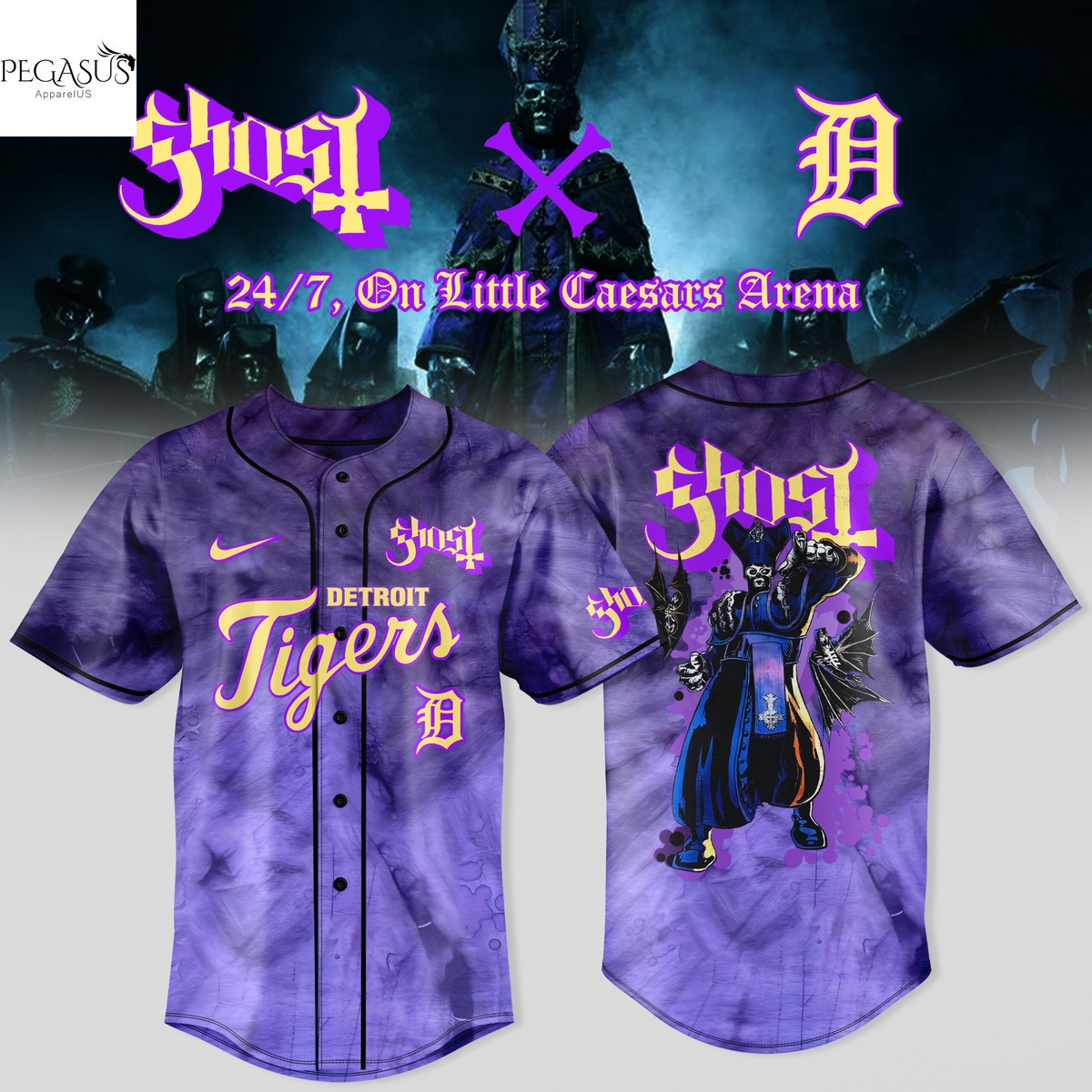 Detroit Tigers x Ghost Band World Tour 2025 Baseball Jersey Detroit Tigers x Ghost Band World Tour 2025 Baseball Jersey