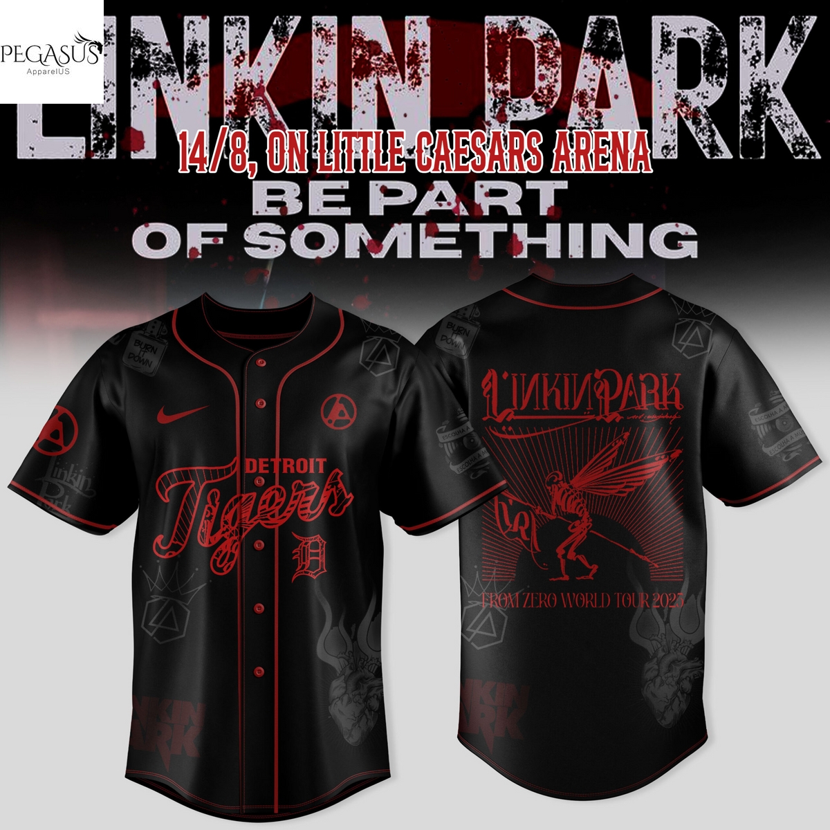 Detroit Tigers x Linkin Park From Zero World Tour 2025 Baseball Jersey Detroit Tigers x Linkin Park From Zero World Tour 2025 Baseball Jersey