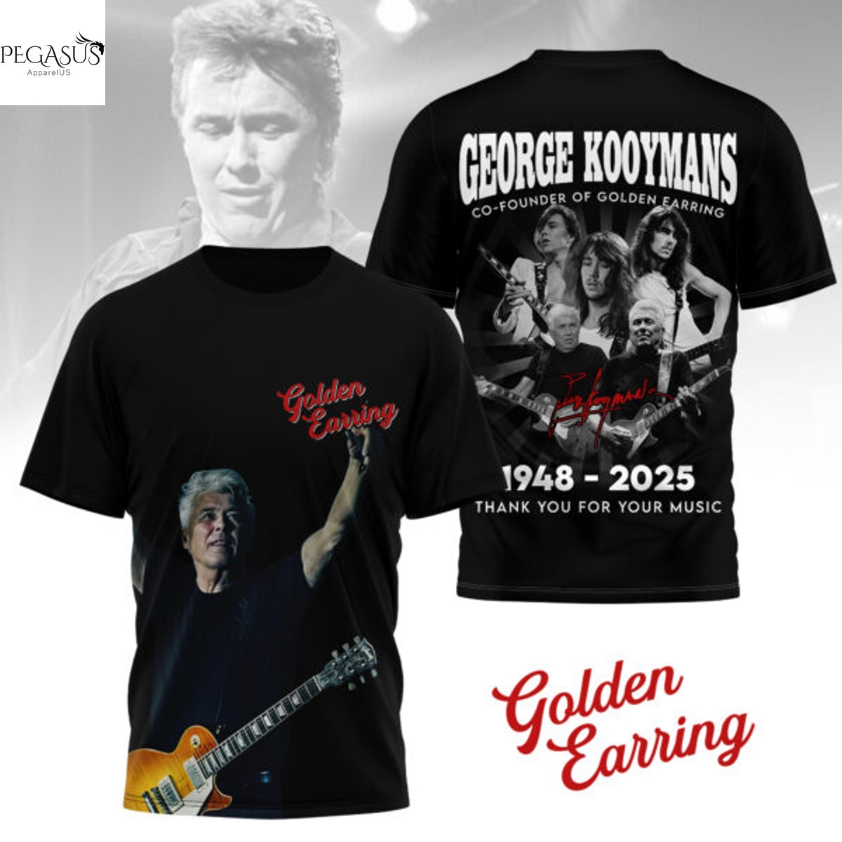 Golden Earring George Kooymans Co-Founder Of Golden Earring 1948-2025 Signature Thank You For The Memories 3D T-Shirt Golden Earring George Kooymans Co-Founder Of Golden Earring 1948-2025 Signature Thank You For The Memories 3D T-Shirt