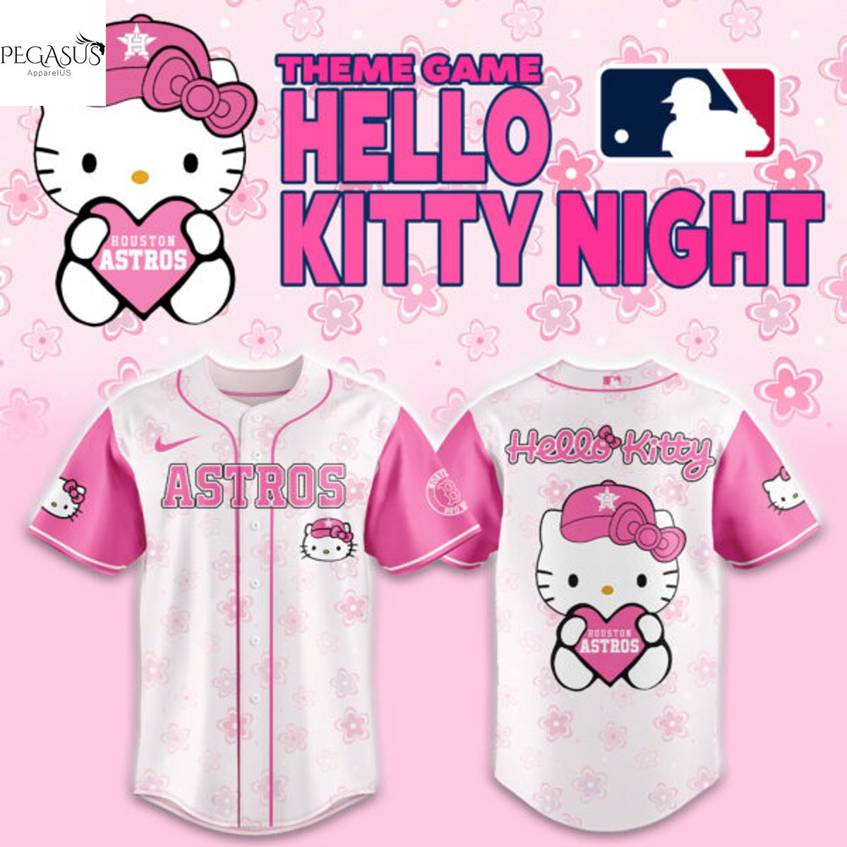 Hello Kitty Night X Houston Astros Baseball Jersey - Pink Hello Kitty Night X Houston Astros Baseball Jersey - Pink