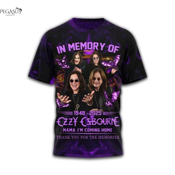 In Memory Of Ozzy Osbourne 1948-2025 Mama Im Coming Home Thank You For The Memories 3D T-Shirt