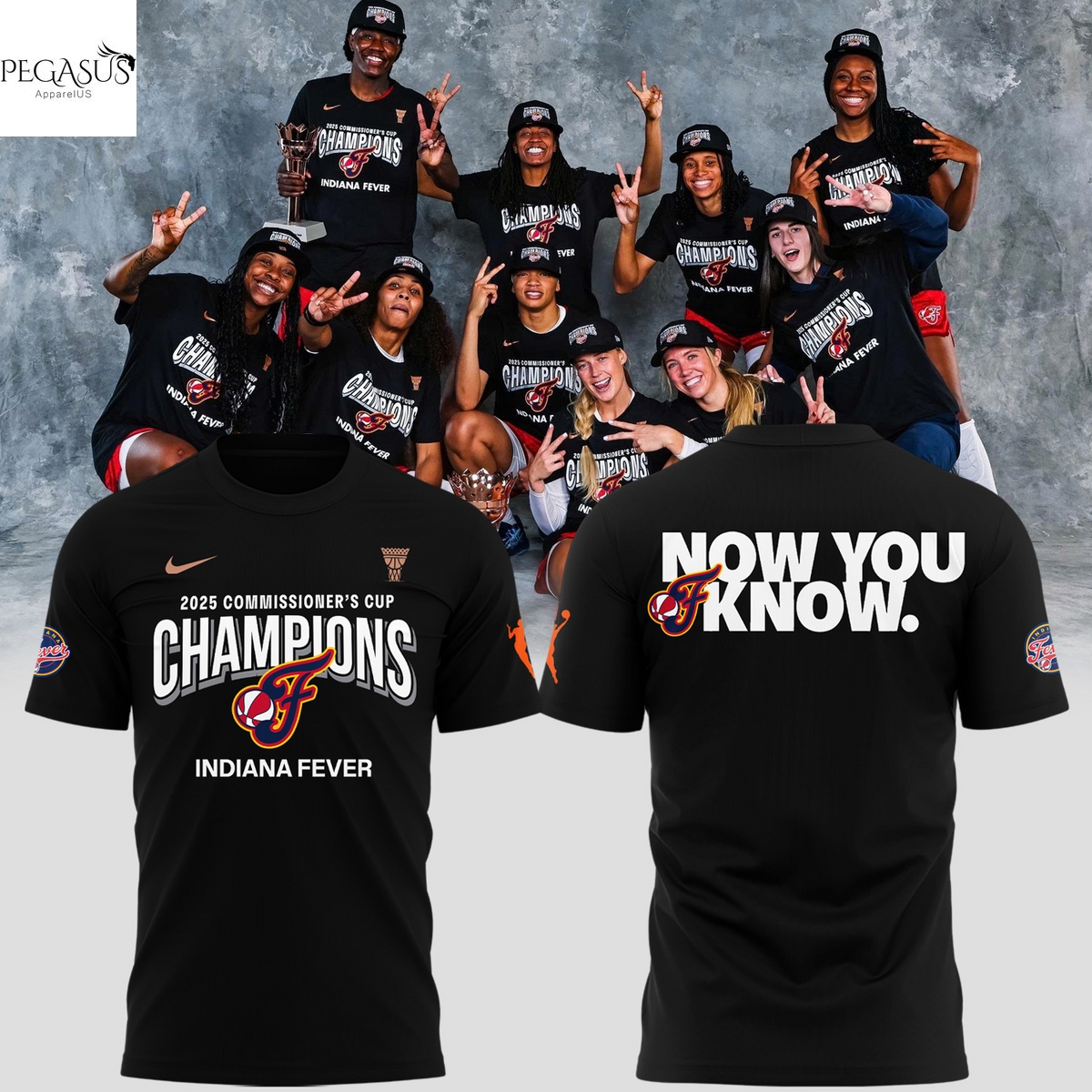 Indiana Fever 2025 WNBA Commissioner Cup Champions Now You Know 3D T-Shirt Indiana Fever 2025 WNBA Commissioner Cup Champions Now You Know 3D T-Shirt