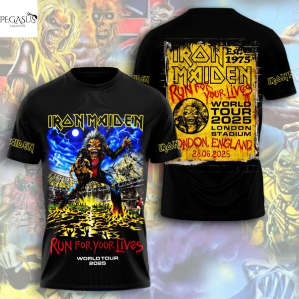 Iron Maiden Run For Your Lives World Tour 2025 3D T-Shirt