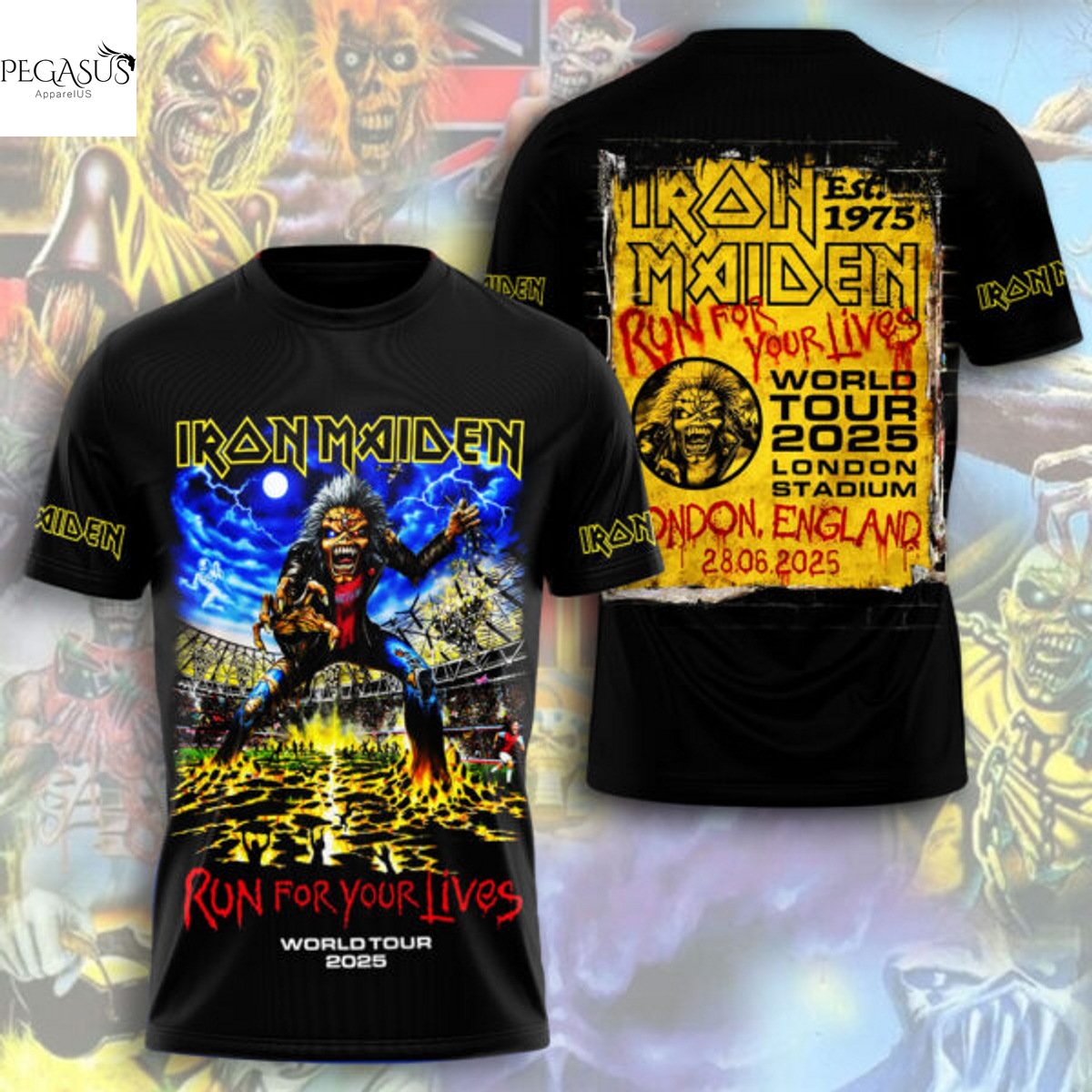 Iron Maiden Run For Your Lives World Tour 2025 3D T-Shirt Iron Maiden Run For Your Lives World Tour 2025 3D T-Shirt