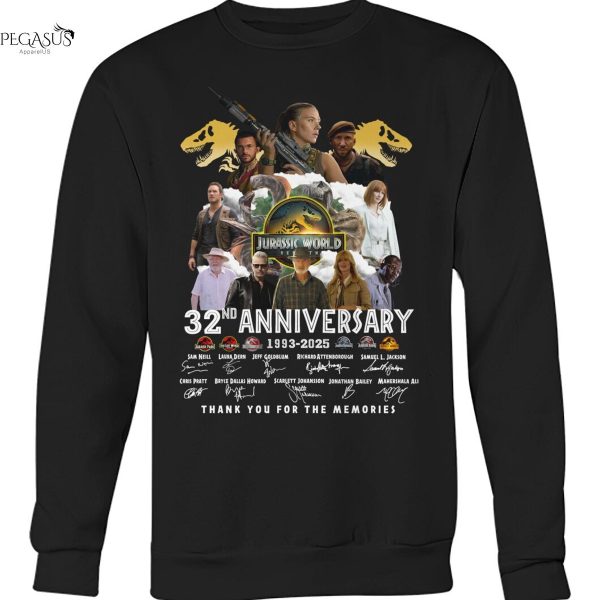 Jurassic World 32nd Anniversary 1993-2025 Signature Thank You For The Memories Unisex T-Shirt