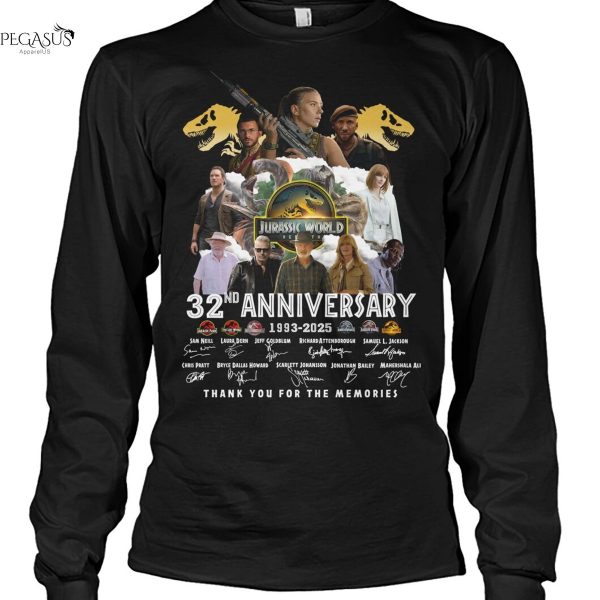 Jurassic World 32nd Anniversary 1993-2025 Signature Thank You For The Memories Unisex T-Shirt