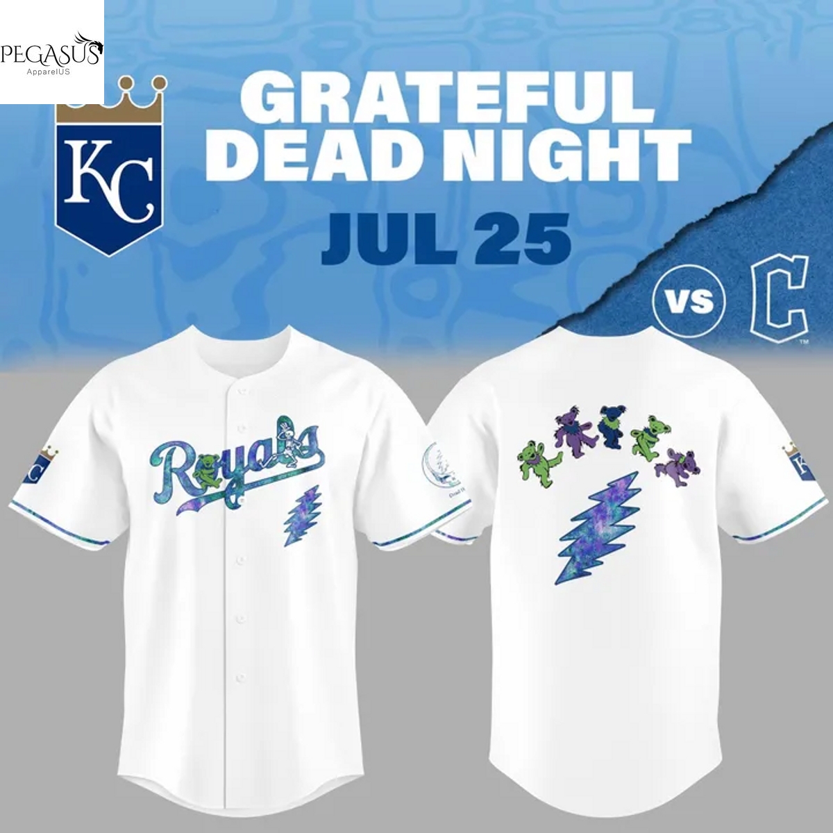Kansas City Royals Grateful Dead Night Baseball Jersey Kansas City Royals Grateful Dead Night Baseball Jersey