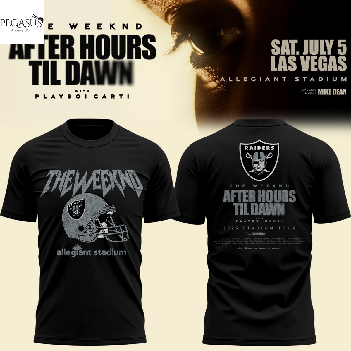 Las Vegas Raiders x The Weeknd After Hours Til Dawn 2025 3D T-Shirt Las Vegas Raiders x The Weeknd After Hours Til Dawn 2025 3D T-Shirt