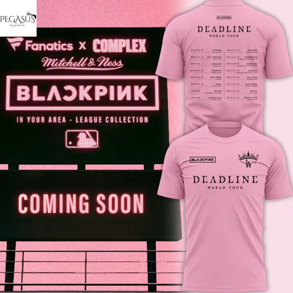 Los Angeles Dodgers x Blackpink World Tour Deadline 3D T-Shirt Los Angeles Dodgers x Blackpink World Tour Deadline 3D T-Shirt
