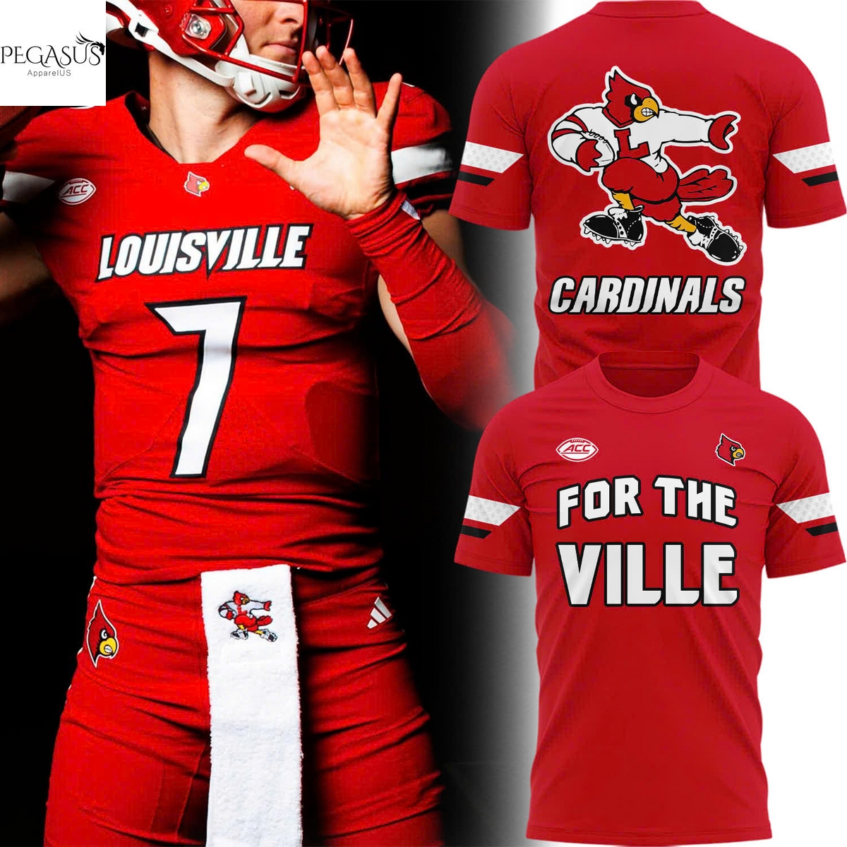 Louisville Cardinals 2025 For The Ville Louisville Football 3D T-Shirt Louisville Cardinals 2025 For The Ville Louisville Football 3D T-Shirt