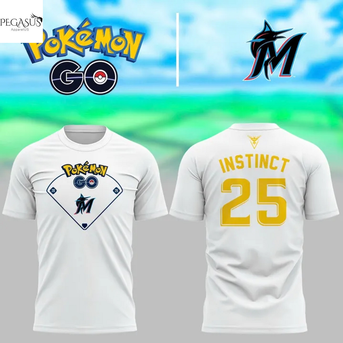 Miami Marlins Pok Emon Go Team Instinct 3D T-Shirt Miami Marlins Pok Emon Go Team Instinct 3D T-Shirt
