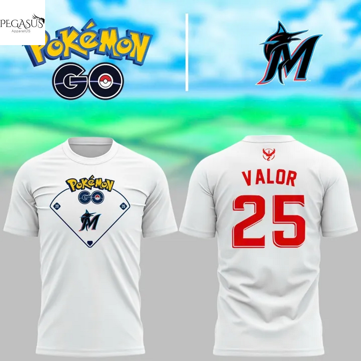 Miami Marlins Pok Emon Go Team Valor 3D T-Shirt Miami Marlins Pok Emon Go Team Valor 3D T-Shirt