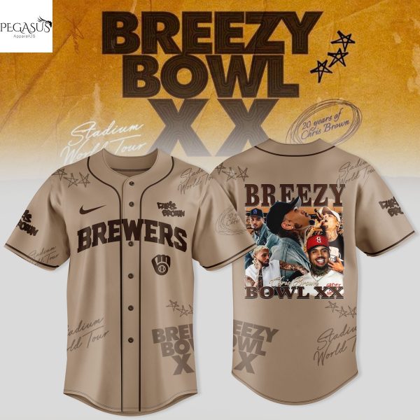 Milwaukee Brewers x Chris Brown Breezy Bowl?XX World Tour Baseball Jersey – Brown