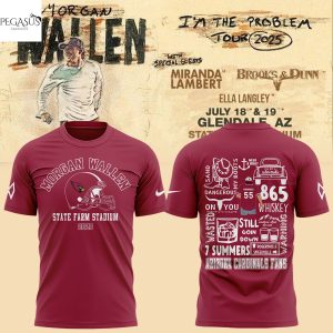 Morgan Wallen x Arizona Cardinals 2025 Im The Problem Tour State Farm Stadium 3D T-Shirt