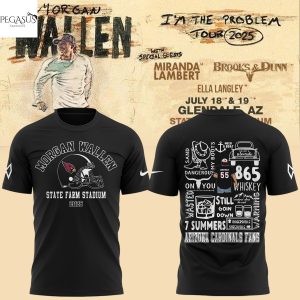 Morgan Wallen x Arizona Cardinals Im The Problem Tour 2025 3D T-Shirt – Black