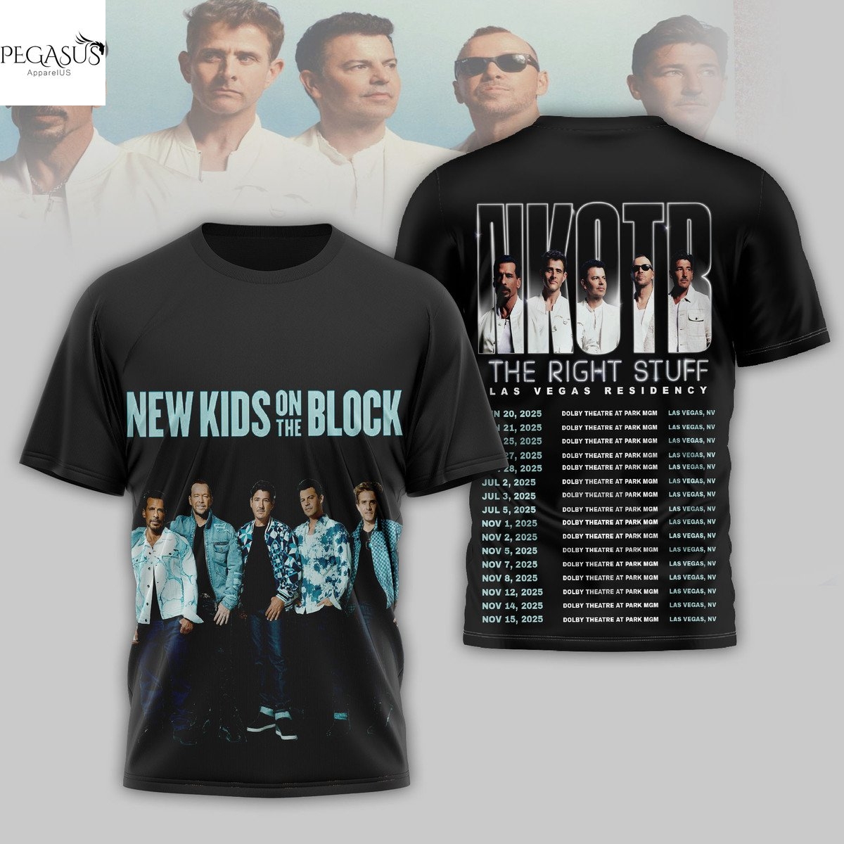 New Kids On The Block The Right Stuff Las Vegas Residency 3D T-Shirt New Kids On The Block The Right Stuff Las Vegas Residency 3D T-Shirt
