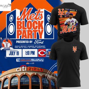 New York Mets Block Party David Wright 3D T-Shirt – Black