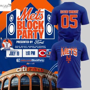New York Mets Block Party David Wright 3D T-Shirt – Blue