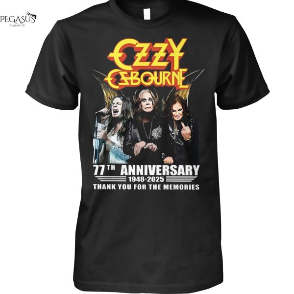Ozzy Osbourne 77th Anniversary 1948-2025 Thank You For The Memories Unisex T-Shirt