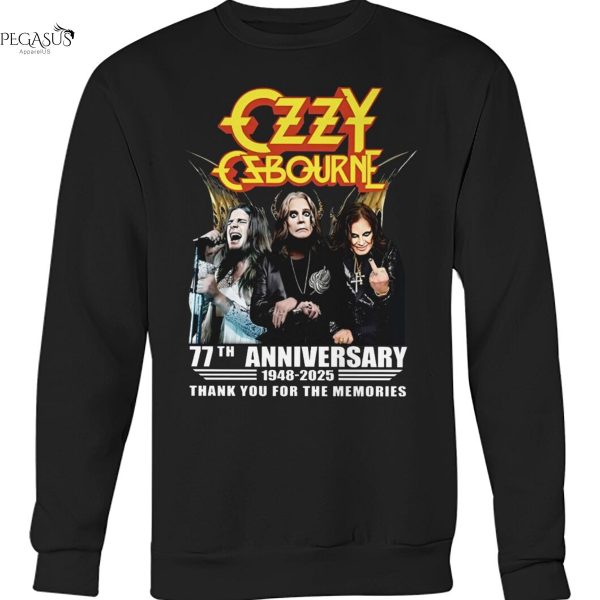 Ozzy Osbourne 77th Anniversary 1948-2025 Thank You For The Memories Unisex T-Shirt