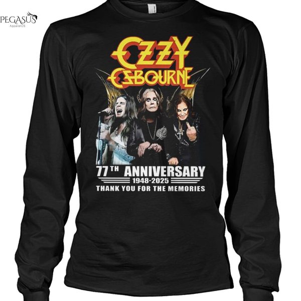 Ozzy Osbourne 77th Anniversary 1948-2025 Thank You For The Memories Unisex T-Shirt