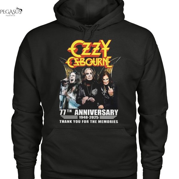 Ozzy Osbourne 77th Anniversary 1948-2025 Thank You For The Memories Unisex T-Shirt
