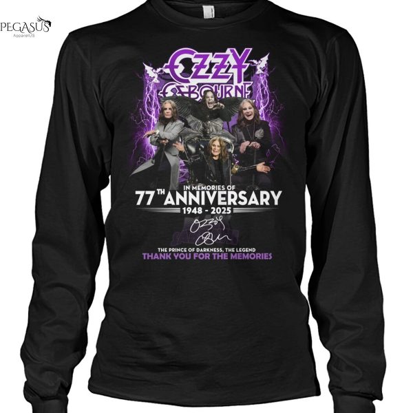 Ozzy Osbourne In Memory Of  77th Anniversary 1948-2025 Signature Thank You For The Memories Unisex T-Shirt