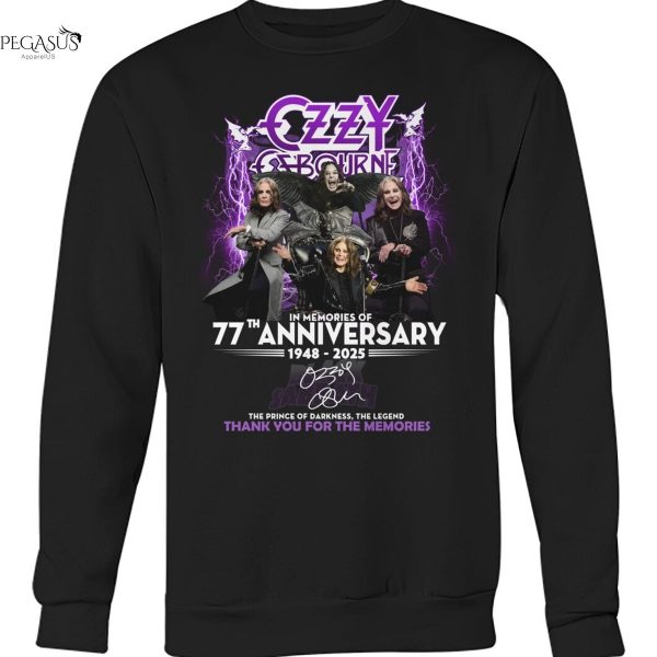 Ozzy Osbourne In Memory Of  77th Anniversary 1948-2025 Signature Thank You For The Memories Unisex T-Shirt