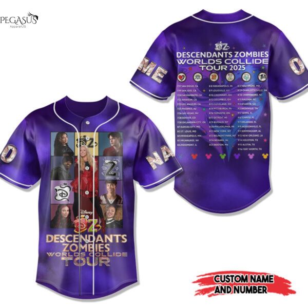 Personalized Descendants Zombies Worlds Collide Tour 2025 Baseball Jersey
