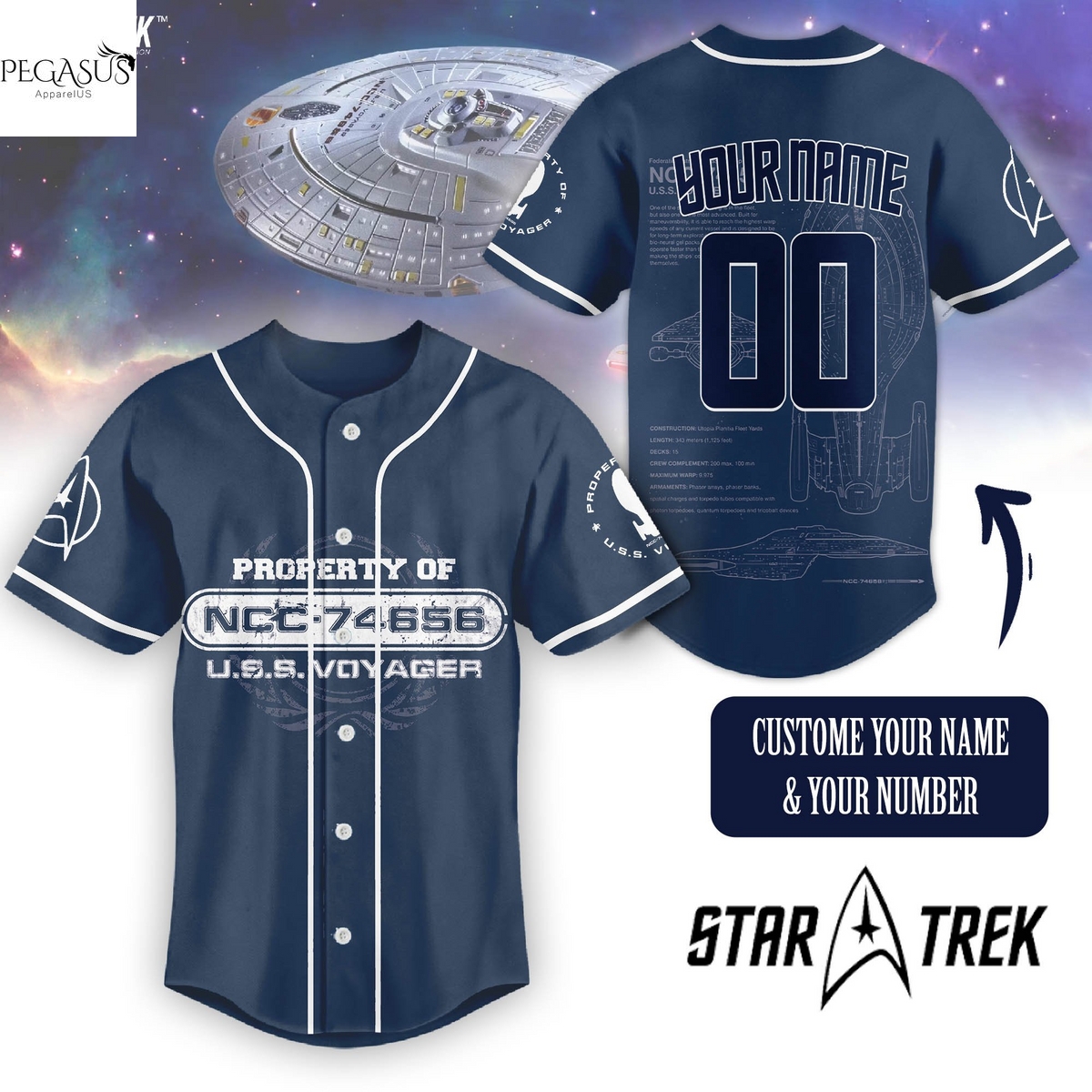 Personalized Star Trek Property Of Ncc 74656 USS Voyager Baseball Jersey Personalized Star Trek Property Of Ncc 74656 USS Voyager Baseball Jersey