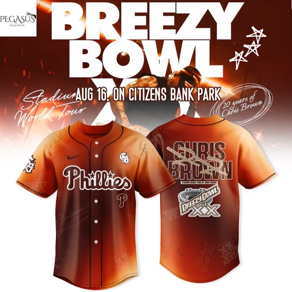 Philadelphia Phillies x Chris Brown Breezy Bowl XX World Tour 2025 Baseball Jersey