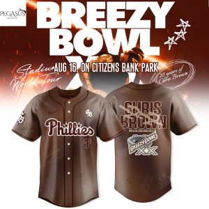 Philadelphia Phillies x Chris Brown Breezy Bowl XX World Tour 2025 Baseball Jersey – Brown