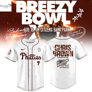 Philadelphia Phillies x Chris Brown Breezy Bowl XX World Tour 2025 Baseball Jersey – White