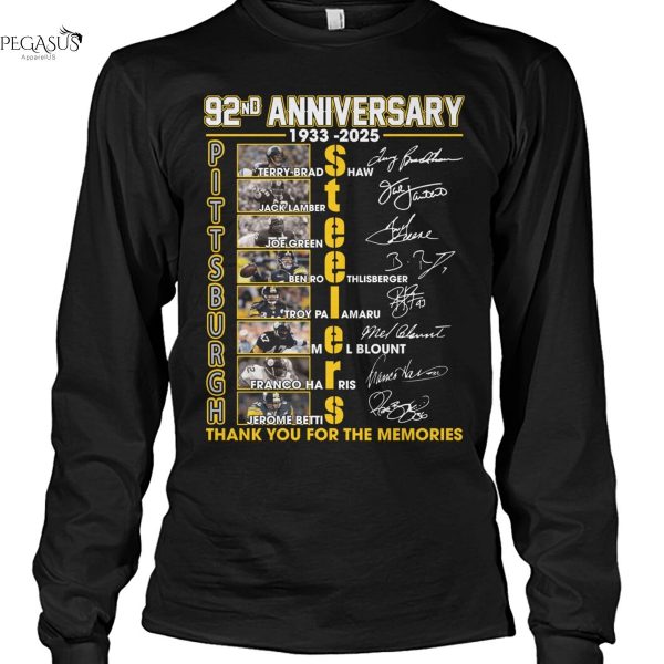 Pittsburgh Steelers 92nd Anniversary 1933-2025 Signature Thank You For The Memories Unisex T-Shirt