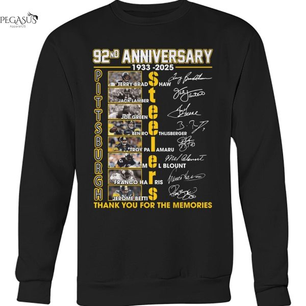 Pittsburgh Steelers 92nd Anniversary 1933-2025 Signature Thank You For The Memories Unisex T-Shirt