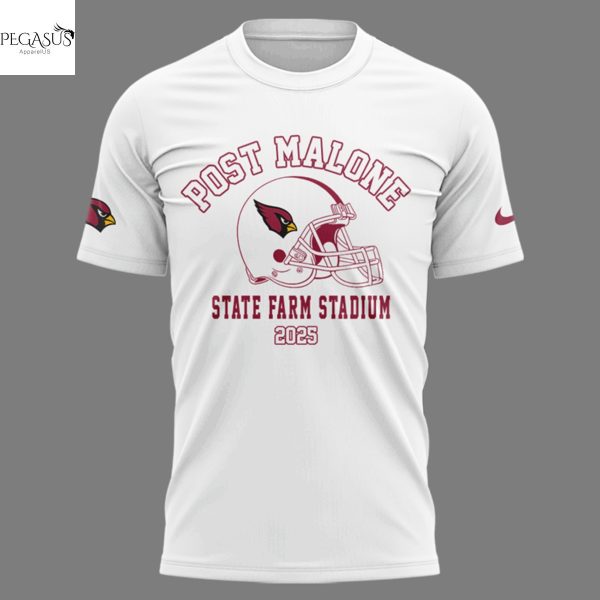 Post Malone x Arizona Cardinals State Farm Stadium 2025 3D T-Shirt – White