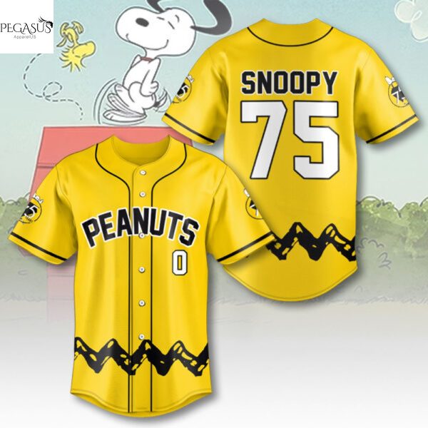 Snoopy 2025 Happiness Is 75 Years Of Peanuts Baseball Jersey