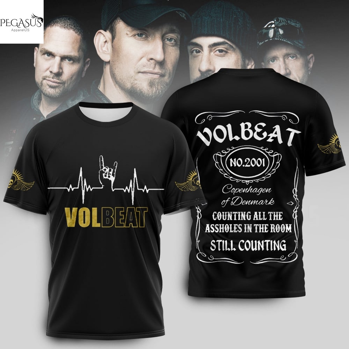 Volbeat Counting - Still Counting All The Assholes In The Room 3D T-Shirt Volbeat Counting - Still Counting All The Assholes In The Room 3D T-Shirt