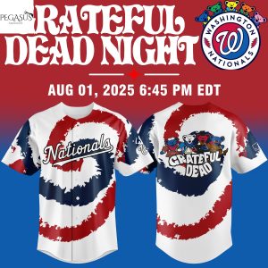 Washington Nationals Grateful Dead Co-branded Baseball Jersey